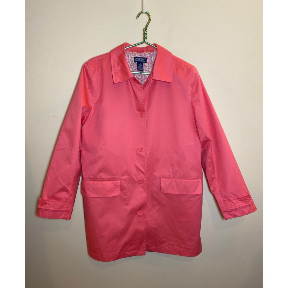 RARE Lands’ End Pink Spring Button-Up Rain Coat